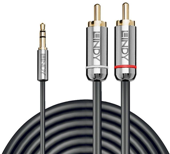 Kabel Lindy 2 x RCA - Jack 3.5 mm M/M 2 m Black (4002888353342) - obraz 1