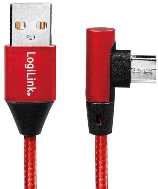 Кабель кутовий LogiLink USB Type-A - micro-USB M/M 1 м Red (4052792052770) - зображення 1