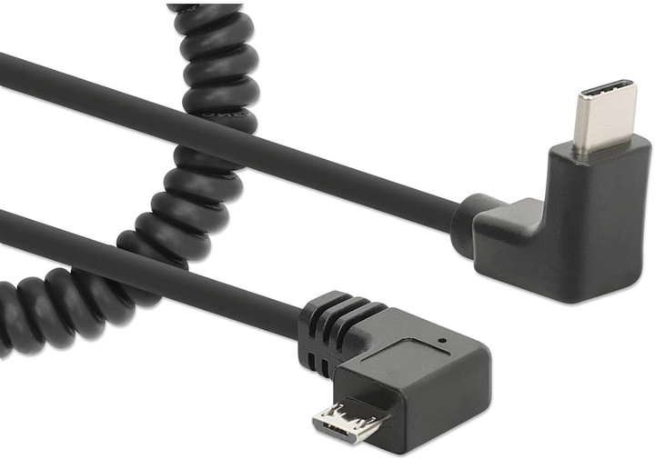 Kabel zasilający Manhattan USB Type-C - micro-USB M/M 1 m Black (766623356244) - obraz 2