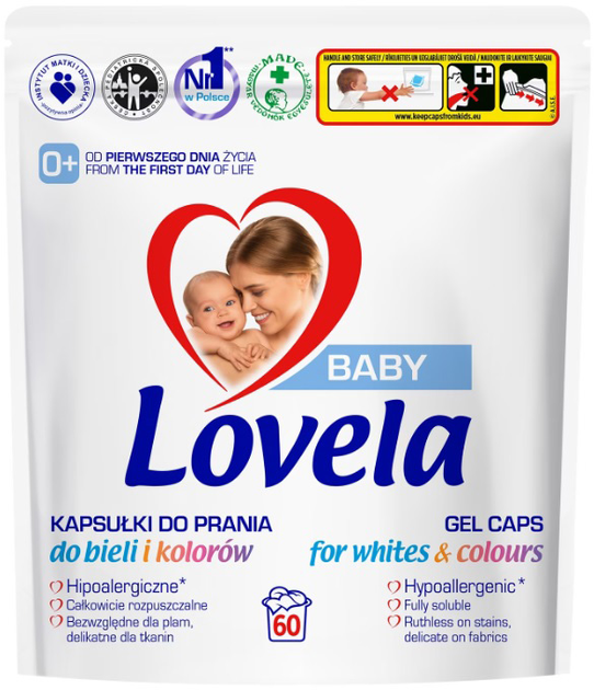 Капсули для прання Lovela Baby гіпоалергенні для білих і кольорових речей 60 шт (5908252010479) - зображення 1