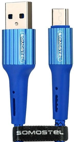 Kabel Somostel USB Type-A - micro-USB 3.6A 1 m Blue (5902012966709) - obraz 1