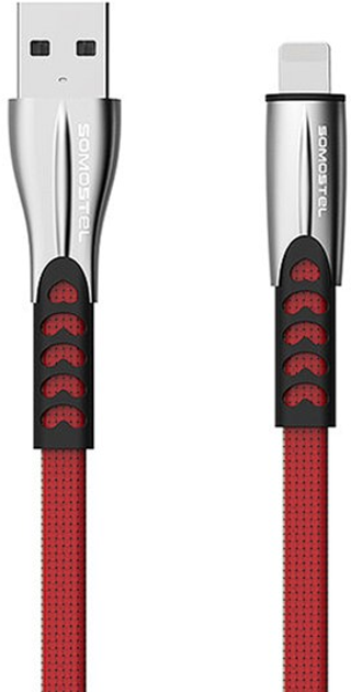 Kabel Somostel USB Type-A - Lightning 2.4A 1 m Red (5902012967812) - obraz 1