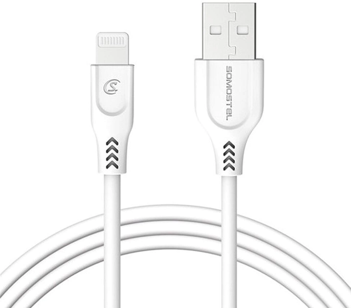 Kabel Somostel USB Type-A - Lightning 3.1A 1 m White (5902012966853) - obraz 1