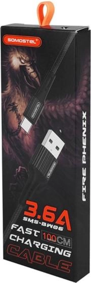Kabel Somostel USB Type-A - USB Type-C 3.6A 1 m Red (5902012966730) - obraz 2