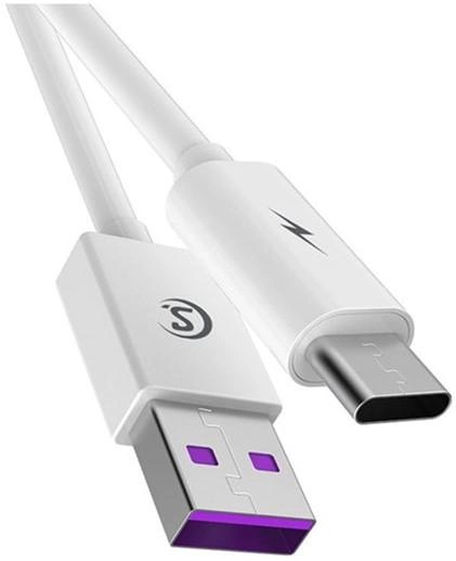 Kabel Somostel USB Type-A - USB Type-C 5A 1 m White (6971469292104) - obraz 1