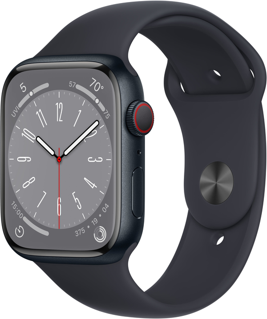 Smartwatch Apple Watch Series 8 GPS + Cellular 45mm Midnight Aluminium Case with Midnight Sport Band (APL_MNK43) - obraz 1