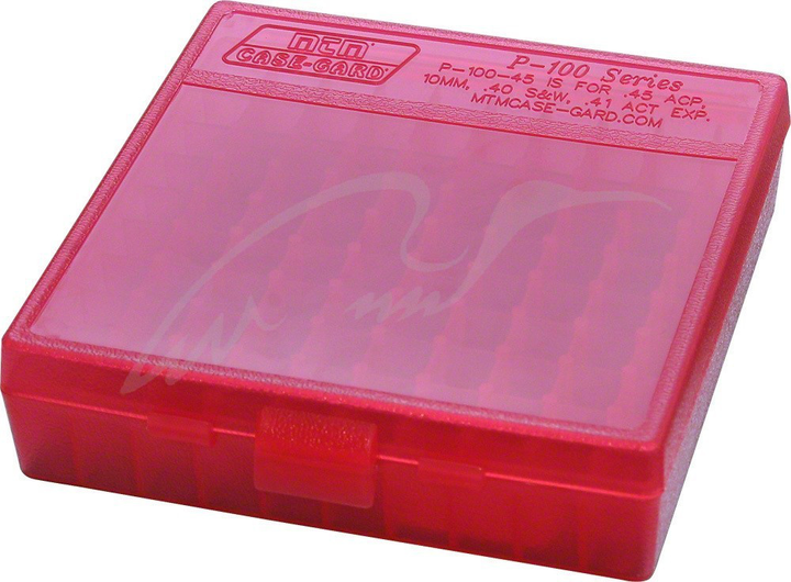 Коробка MTM на 100 патронів .45 ACP / 10мм Auto / 40 S&W червона - зображення 2