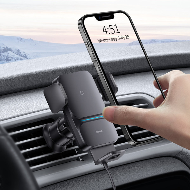 Uchwyt samochodowy z bezprzewodowym ładowaniem Baseus 15 W Alignment Car Mount Black (CGZX000001) - obraz 11