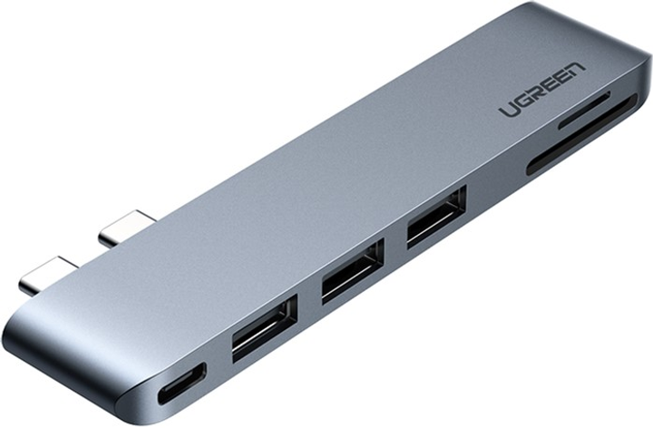 USB-хаб Ugreen CM251 2 x USB Type-C to 3xUSB 3.0 Gray (6957303865604) - зображення 1