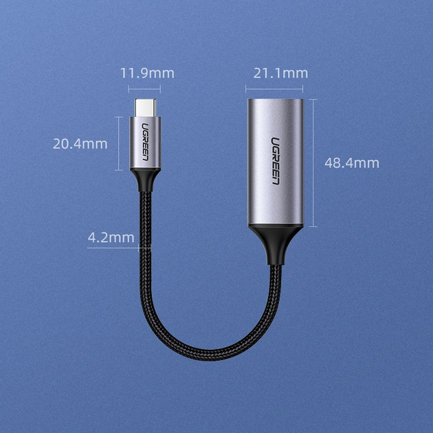 Перехідник Ugreen CM297 USB 2.0 Type-C to HDMI v2.0 4K 60Hz 10 см Grey (6957303874446) - зображення 8