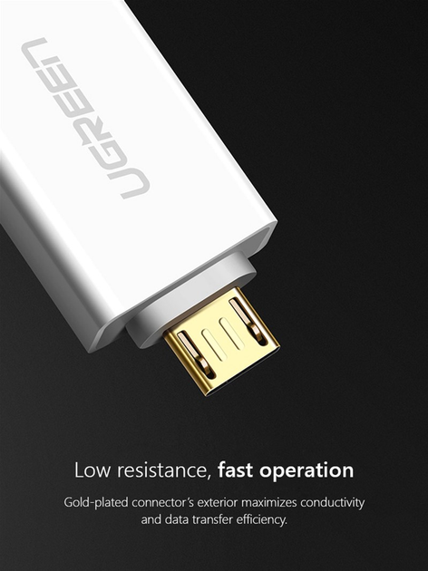 Adapter Ugreen US195 microUSB to USB 2.0 OTG Adapter White (6957303835294) - obraz 2