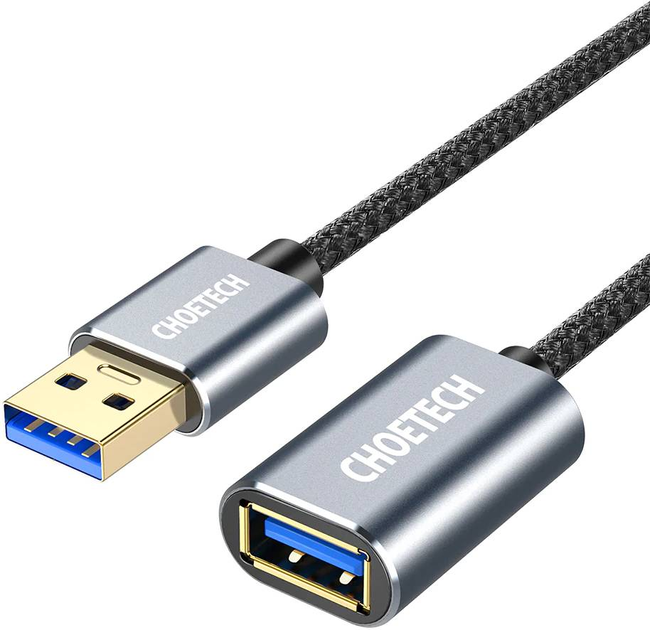 Kabel przedłużający Choetech USB 2 m pleciony (6971824972634) - obraz 2
