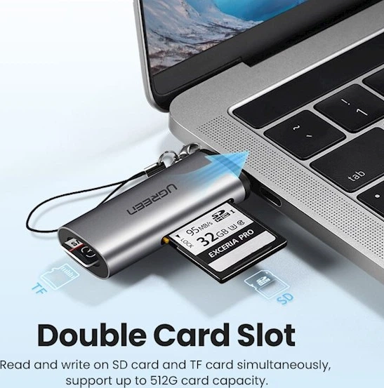 Czytnik kart Ugreen CM184 USB Type-C 3.1 Card Reader for TF/SD Gray (6957303857043) - obraz 2