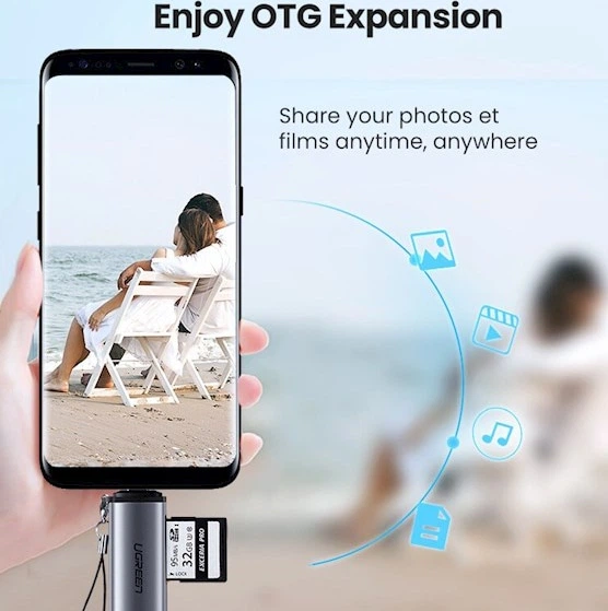 Czytnik kart Ugreen CM184 USB Type-C 3.1 Card Reader for TF/SD Gray (6957303857043) - obraz 3