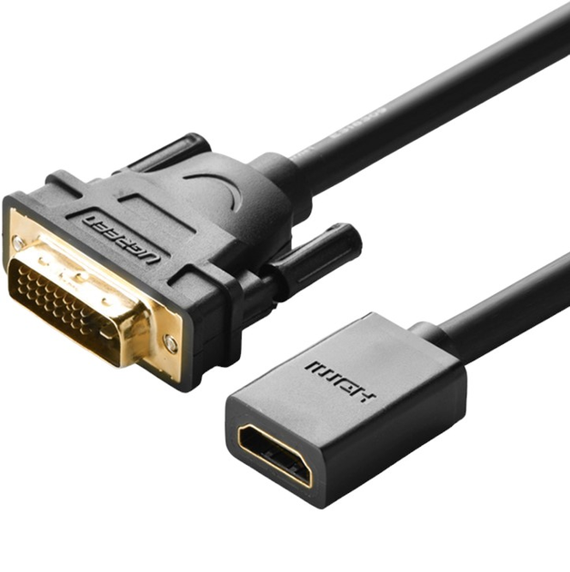 Adapter Ugreen DVI Male to HDMI Female Adapter Cable 22 cm Black (6957303821181) - obraz 2