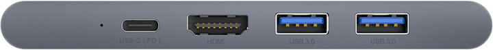 USB-хаб Baseus Thunderbolt C Pro Seven-in-one Dual Type-C CAHUB-L0G to USB 3.0 x 2 + HDMI + RJ-45 Ethernet + Type-C PD + microSD + SD card Gray (CAHUB-L0G) - зображення 2