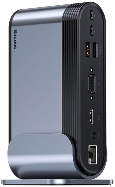 Stacja dokująca Baseus USB3.2 Type-C 16 in 1, HDMI / VGA / 4 x USB Type-C / 5xUSB / RJ-45 / SD / TRRS 3.5 mm / PD 100 W + Zasilacz (CAHUB-BG0G) - obraz 2