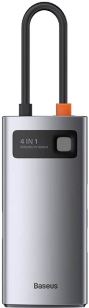 USB Hub Baseus Metal Gleam Series 4-in-1 Multifunctional Type-C HUB Docking Station Gray (CAHUB-CY0G) - obraz 2