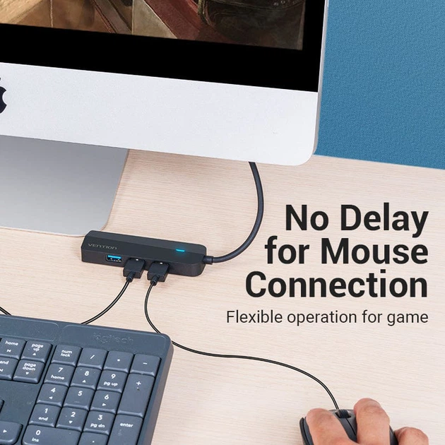 Hub Vention USB 3.1 Type-C - 3 x USB 3.0 + MicroUSB + RJ-45 100 m Ethernet Black (6922794751989) - obraz 4