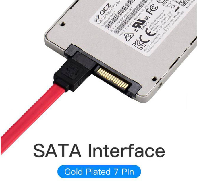 Кабель Vention SATA 3.0 7-pin F / F 0.5 м L-Конектор Black-Red (6922794733916) - зображення 2