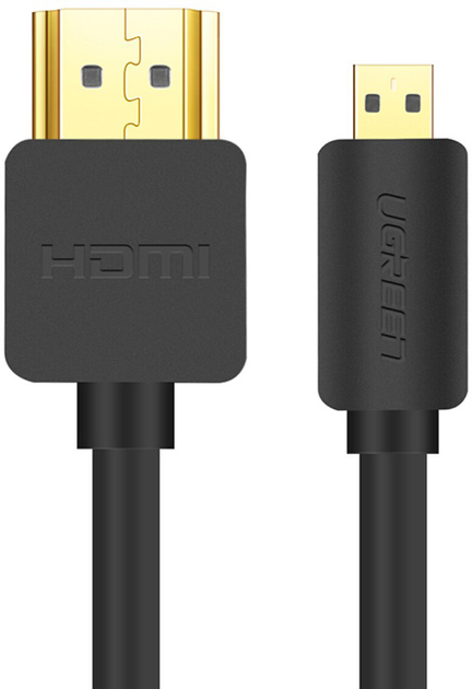 Kabel Ugreen HD127 micro HDMI to HDMI v2.0 UltraHD 4K-3D 2 m Black (6957303831036) - obraz 1