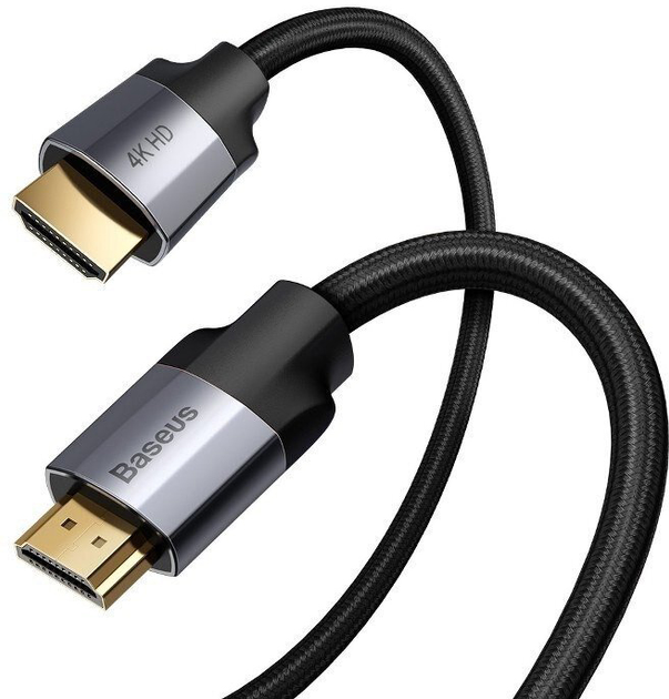Кабель Baseus Enjoyment Series 4KHD Male To 4KHD Male Adapter Cable 1 м Dark gray (CAKSX-B0G) - зображення 2