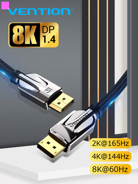 Kabel Vention DisplayPort v1.4 1 m Black (6922794743984) - obraz 2