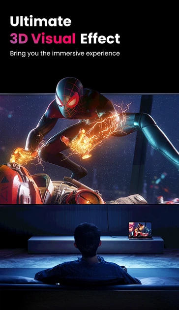 Kabel Ugreen DP114 DP 1.4 Male to Male Plastic Case Braided Cable 1 m Black (6957303883905) - obraz 7