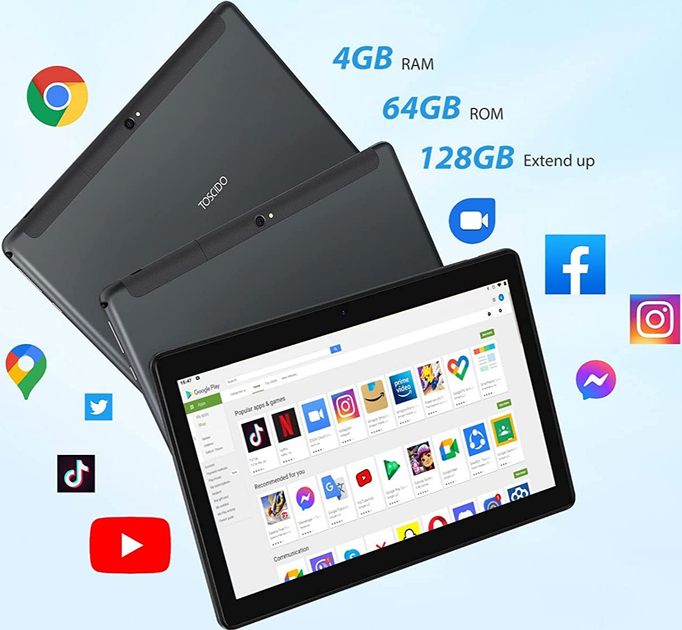 Планшет 10.1" Toscido T28 4/64Gb 4G 2-SIM 8 ядер Android 12 5000 mAh Серый Factory Recertified - изображение 4