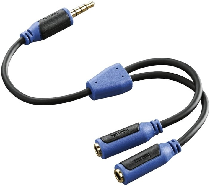 Kabel adapter Hama 2 x Jack 3.5 - Jack 3.5 F/M 0.2 m Blue (4007249544773) - obraz 1