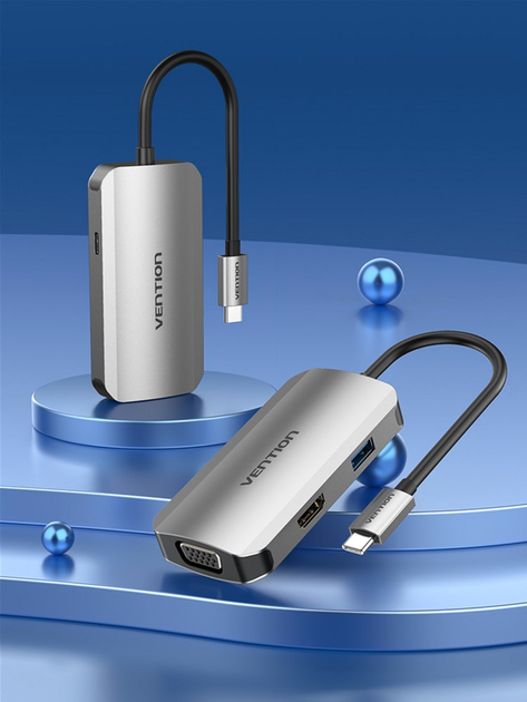 USB Hub Vention USB 3.1 Type-C HDMI / VGA / USB 3.0 / PD 100 W Hub 4-in-1 (6922794754706) - obraz 2