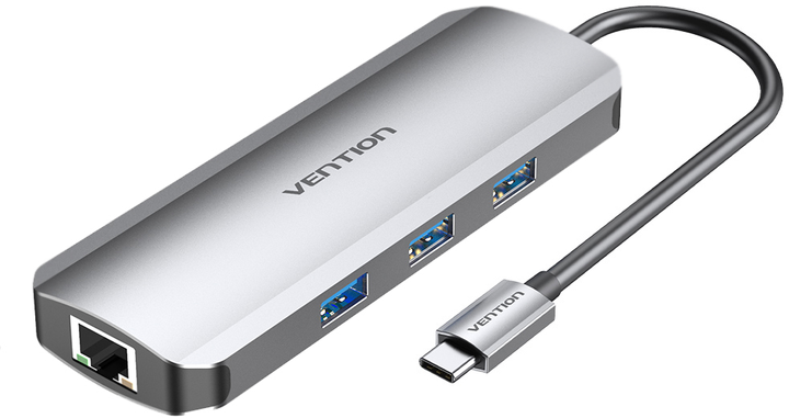 USB Hub Vention Hub 8-in-1 USB 3.1 Type-C - HDMI / USB 3.0 x 3 / RJ-45 / SD / TF / PD 100 W (6922794753488) - obraz 1