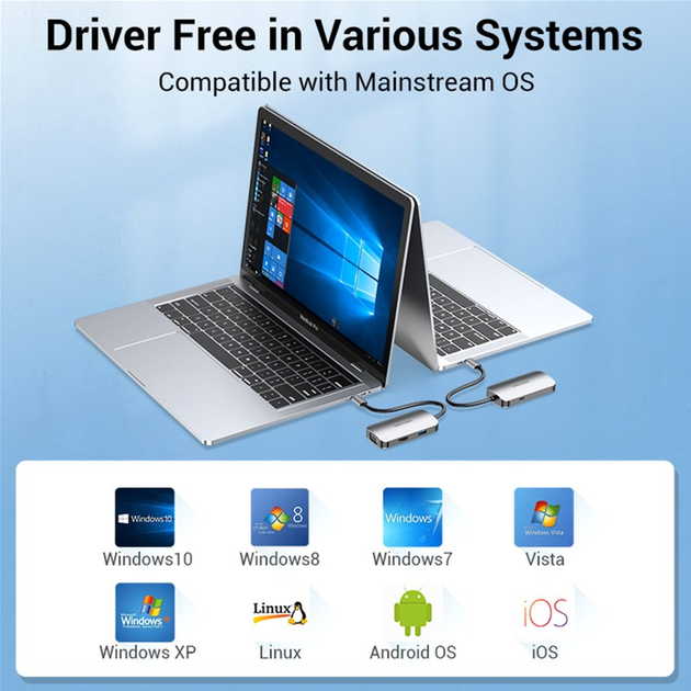 USB-хаб Vention USB 3.1 Type-C HDMI / VGA / USB 3.0 / PD 100 Вт Hub 4-in-1 (6922794754706) - зображення 11