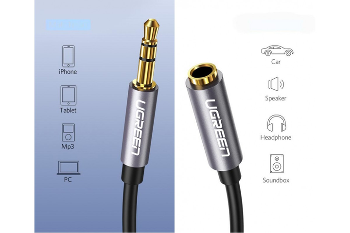 Kabel Ugreen AV118 3.5 mm Male to 3.5 mm Female 5 m Black (6957303815388) - obraz 3