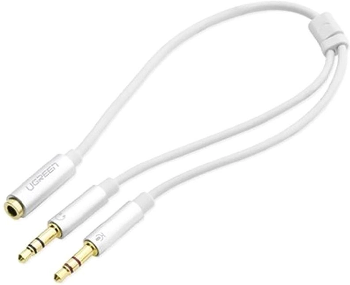 Kabel Ugreen AV140 AUX 3.5 mm TRRS-TRSx2 M / M 20 cm ABS Case White (6957303828975) - obraz 1