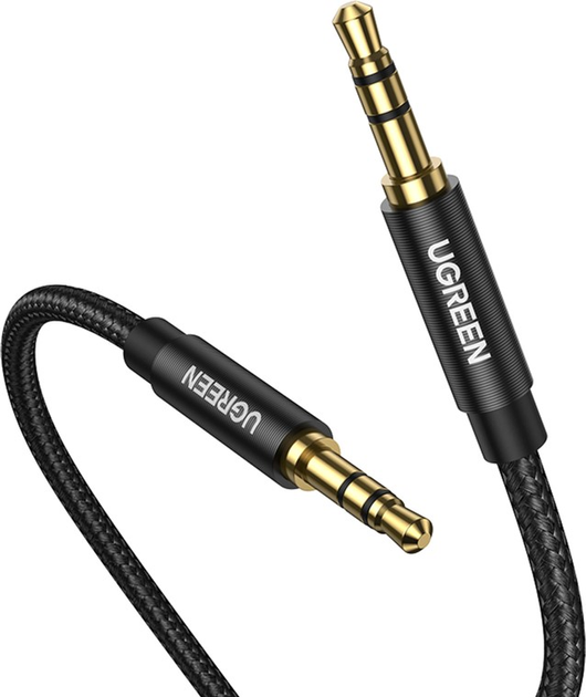 Kabel Ugreen AV112 3.5 mm Male to 3.5 mm Male Cable Gold Plated Metal Case with Braid 2 m Black (6957303853632) - obraz 2