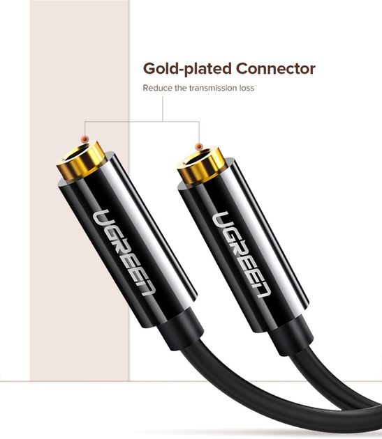 Kabel Ugreen AV134 3.5 mm Male to 2 Female Audio Cable 25 cm White (6957303817399) - obraz 2