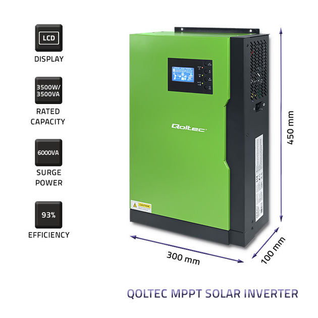 Інвертор Qoltec 6KVA 3.5KW 100A MPPT Sinus - Фото 6 Інвертор Qoltec 6KVA 3.5KW 100A MPPT Sinus - зображення 6