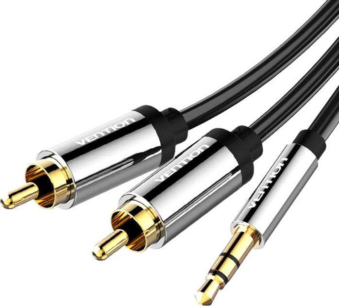 Kabel Vention AUX 3.5 mm m - 2 x RCA m 0.5 m Black (6922794734333) - obraz 1