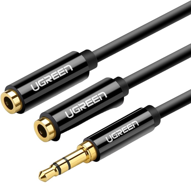 Кабель Ugreen AV134 3.5 мм Male to 2 Female Audio Cable 25 см White (6957303817399) - зображення 1