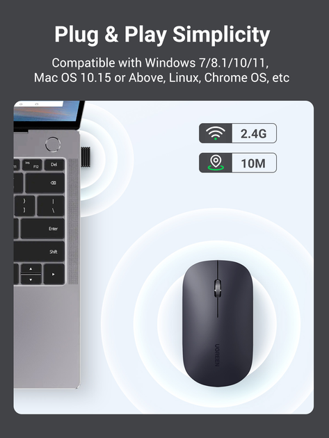 Миша Ugreen MU001 Portable Wireless Gray (6957303893737) - зображення 8