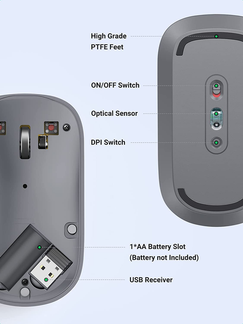 Миша Ugreen MU001 Portable Wireless Gray (6957303893737) - зображення 9