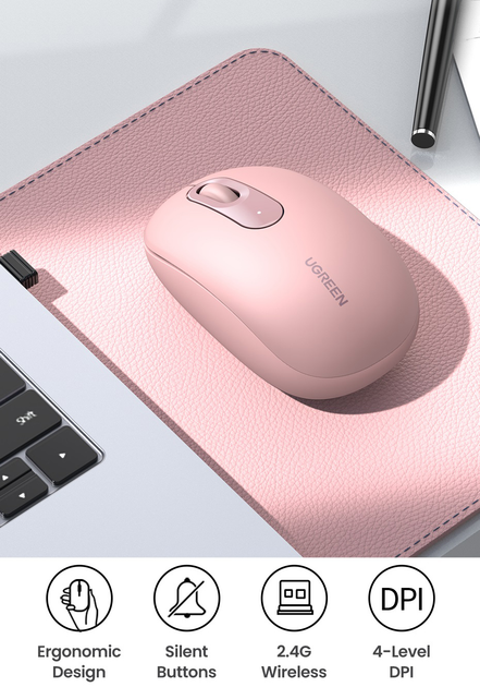 Миша UGREEN MU105 Portable Wireless Pink (6957303896868) - зображення 5