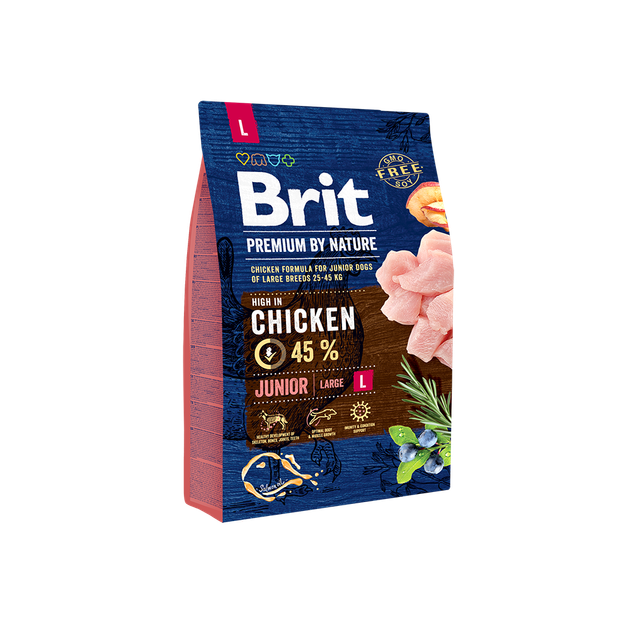Сухой корм Brit Premium Dog Junior L для щенков и молодых собак крупных пород со вкусом курицы 3 кг - Фото 1 Сухой корм Brit Premium Dog Junior L для щенков и молодых собак крупных пород со вкусом курицы 3 кг - изображение 1