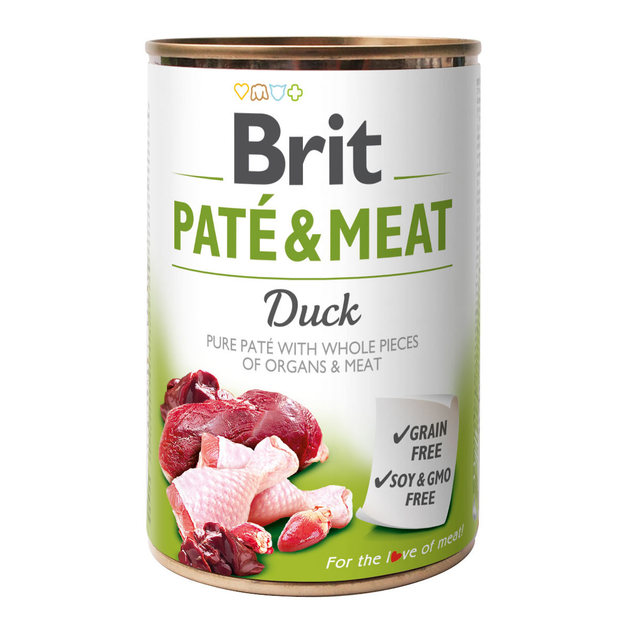 Влажный корм для собак Brit Pate & Meat со вкусом утки и курицы 400 г - Фото 1 Влажный корм для собак Brit Pate & Meat со вкусом утки и курицы 400 г - изображение 1