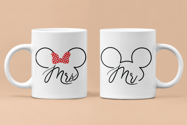 Парные чашки кружки Mr and Mrs Микки и Минни Маус для Влюблённых Белая 330 мл - Фото 1 Парные чашки кружки Mr and Mrs Микки и Минни Маус для Влюблённых Белая 330 мл - изображение 1