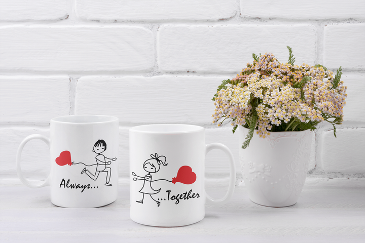 Парні чашки кружки Завжди разом Always together для Закоханих Біла 330 мл - Фото 2 Парні чашки кружки Завжди разом Always together для Закоханих Біла 330 мл - зображення 2