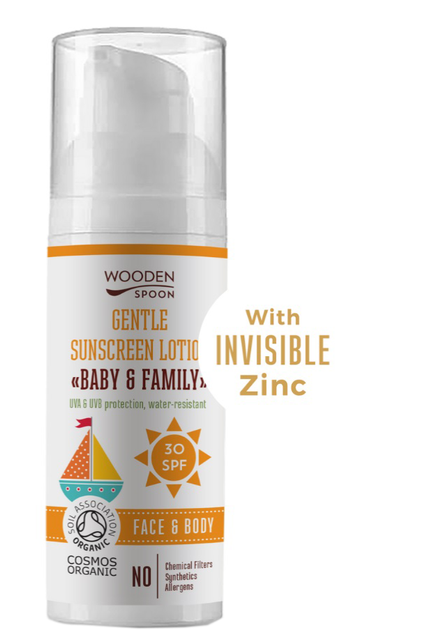 Mleczko do opalania Wooden Spoon Baby & Family Gentle Sunscreen Lotion dla niemowląt i całej rodziny SPF30 50 ml (3800225479592) - obraz 1
