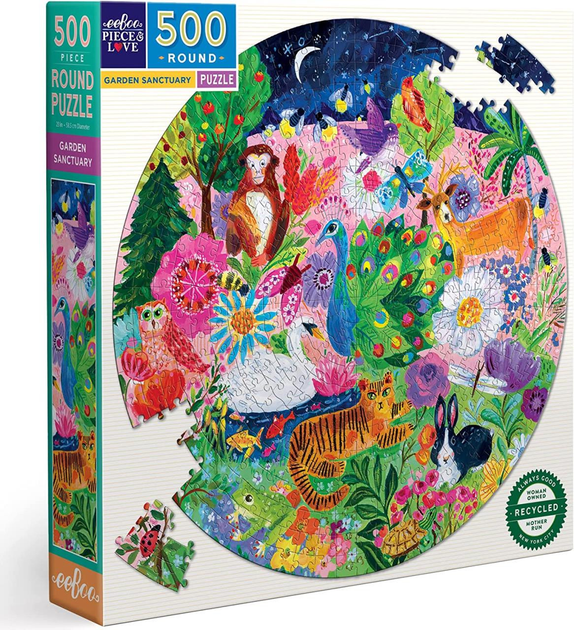 Puzzle okrągłe EeBoo Garden Sanctuary 500 elementów (0689196513138) - obraz 1