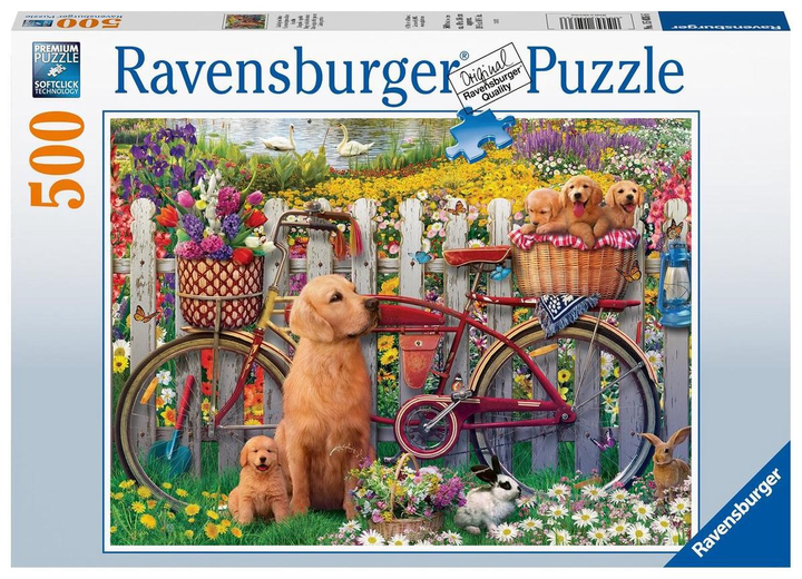 Puzzle Ravensburger Cute Dogs In The Garden 500 elementów (4005556150366) - obraz 1